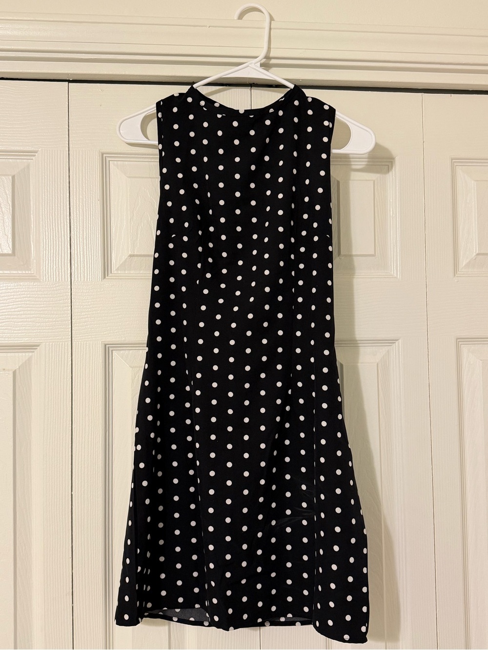 Classic Black & White Polka Dot Sleeveless Dress